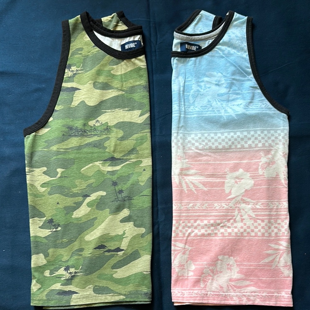 Univibe Green Camouflage and Pink Floral Tank Tops Boys/Girls